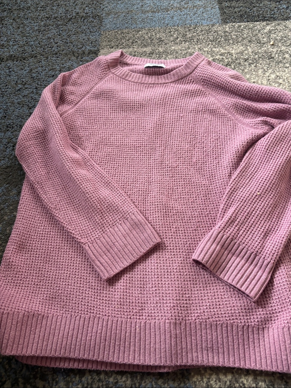 Old Navy Pink Waffle-Knit Crewneck Sweater